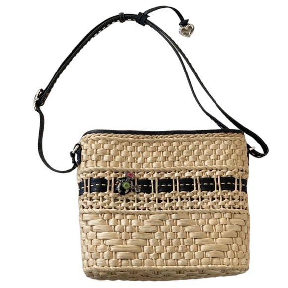 Brighton Handbags - Brighton Summer Cream Purse Straw Leather Shoulder Bag